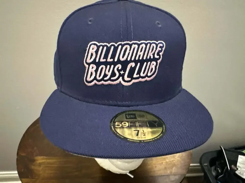 Vtg Billionaire Boys Club x New Era 59FIFTY Script Logo Fitted Hat Size 7 1/2